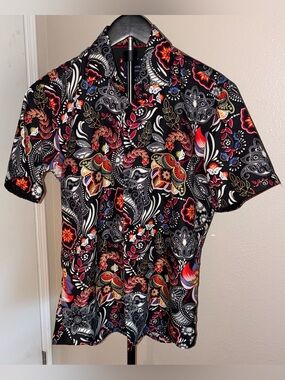 Silverstone Men’s Small Button Down Shirt Great Print Women Too